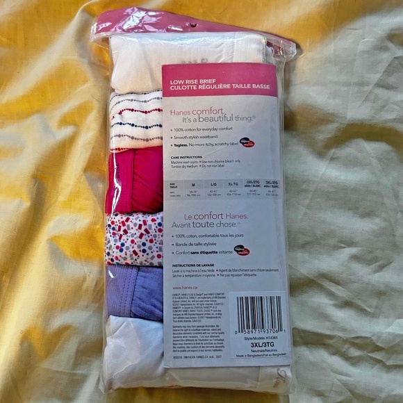 6 LOW RISE BRIEFS, 100% COTTON 6 COLOURS, SIZE 3X, HANES, IN ORIGINAL BAG, SEALE - Picture 5 of 6